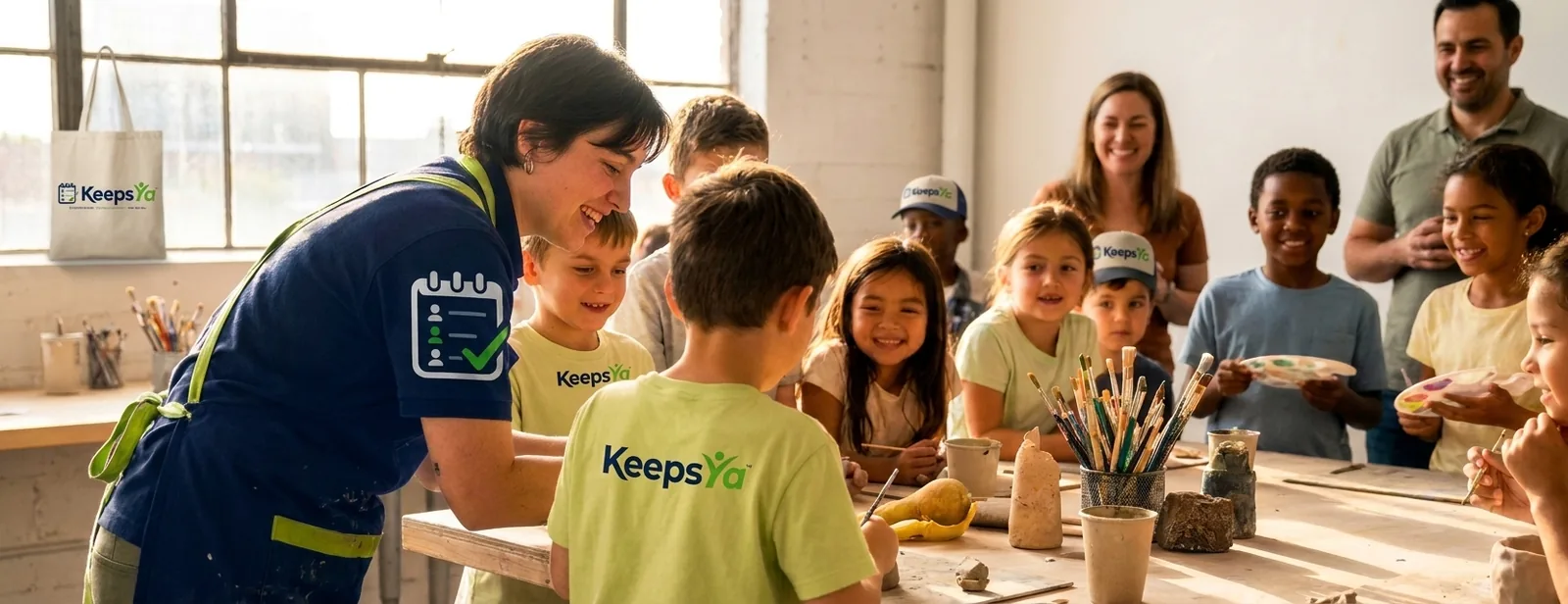 A instructor running art with their students on KeepsYa
