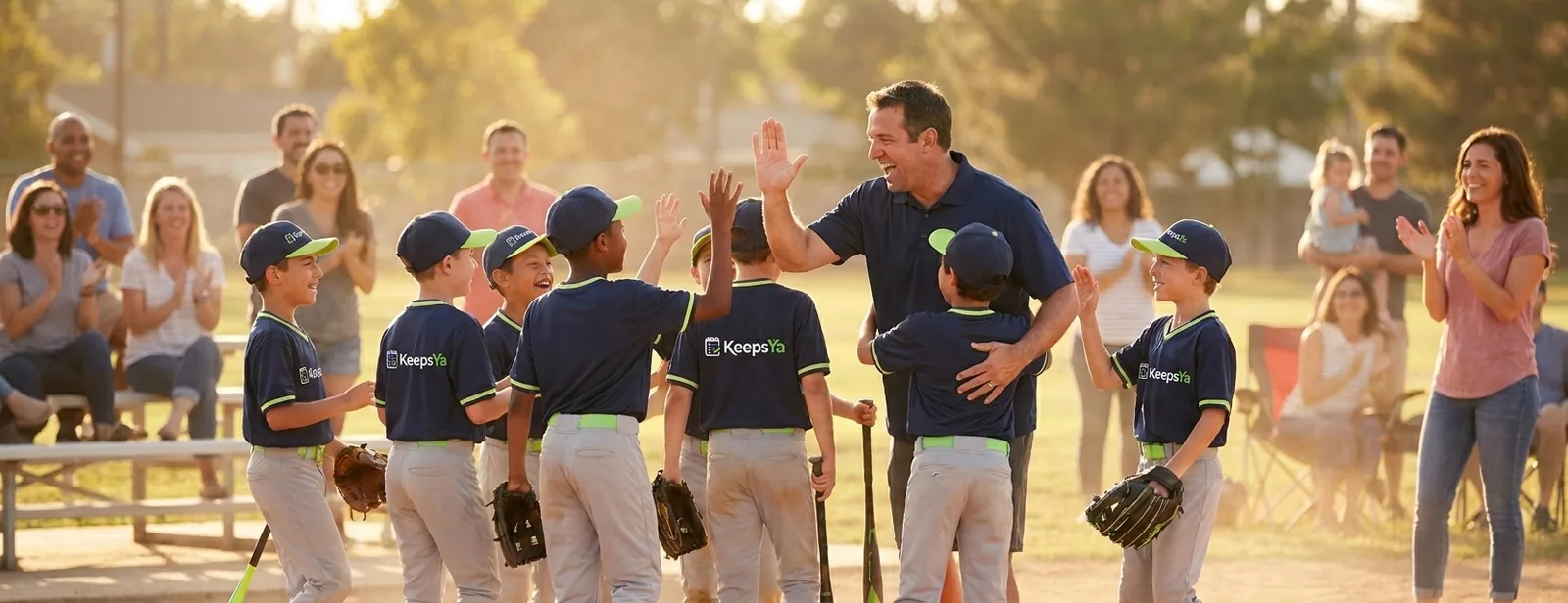 A coach running baseball with their players on KeepsYa
