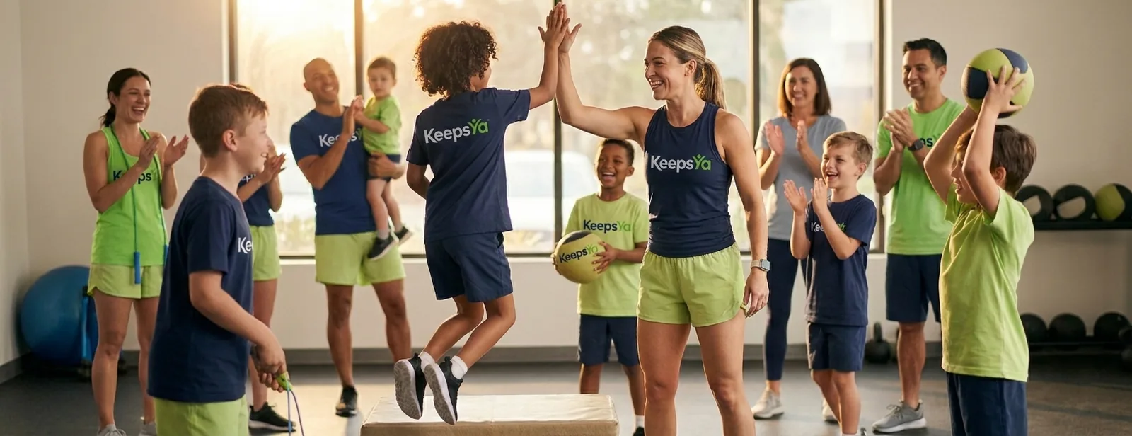 A coach running crossfit / functional fitness with their athletes on KeepsYa