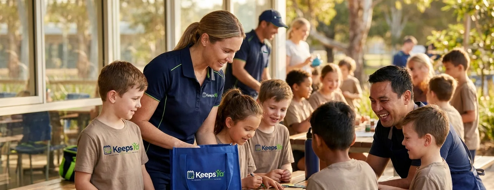 A counselor running day camps & childcare with their campers on KeepsYa