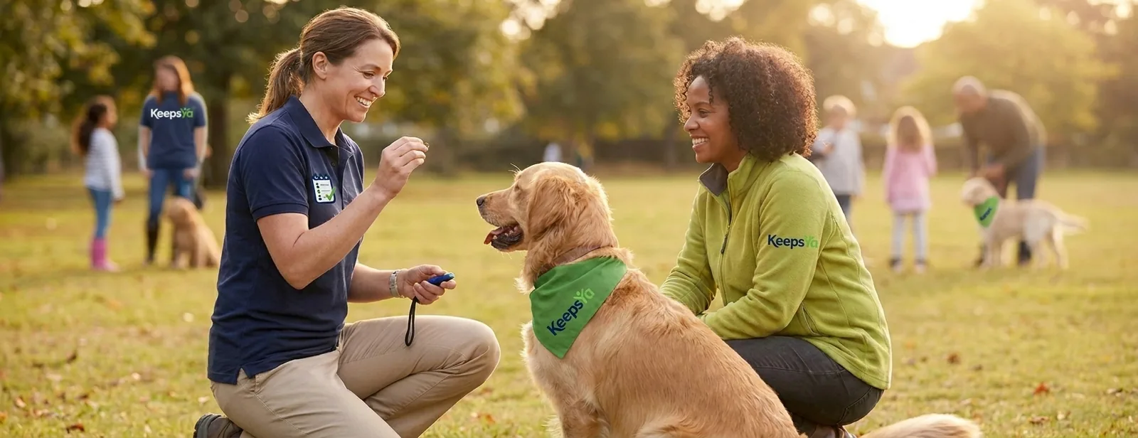 A trainer running dog training with their dogs on KeepsYa