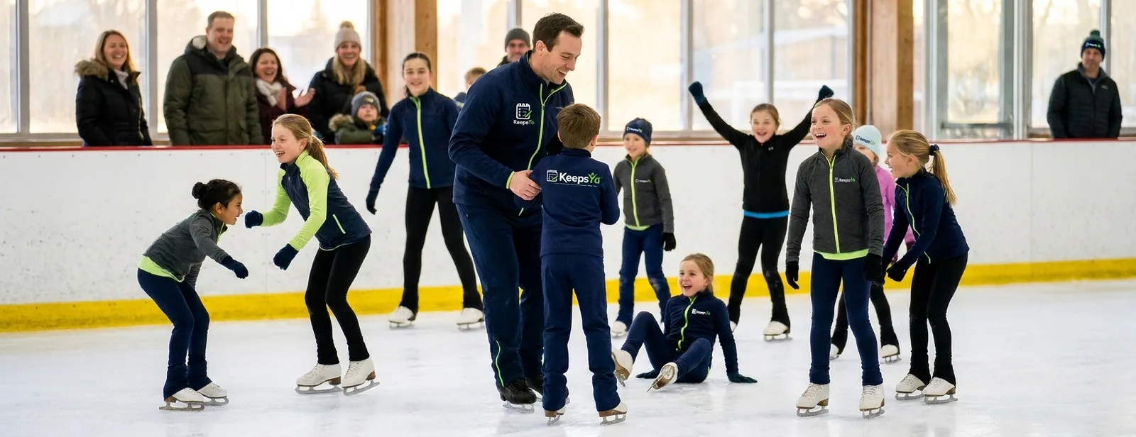 A coach running figure skating with their skaters on KeepsYa