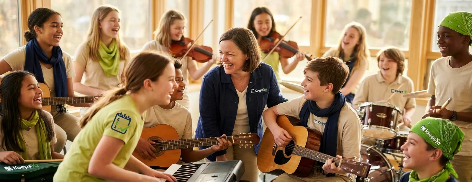 A instructor running music with their students on KeepsYa
