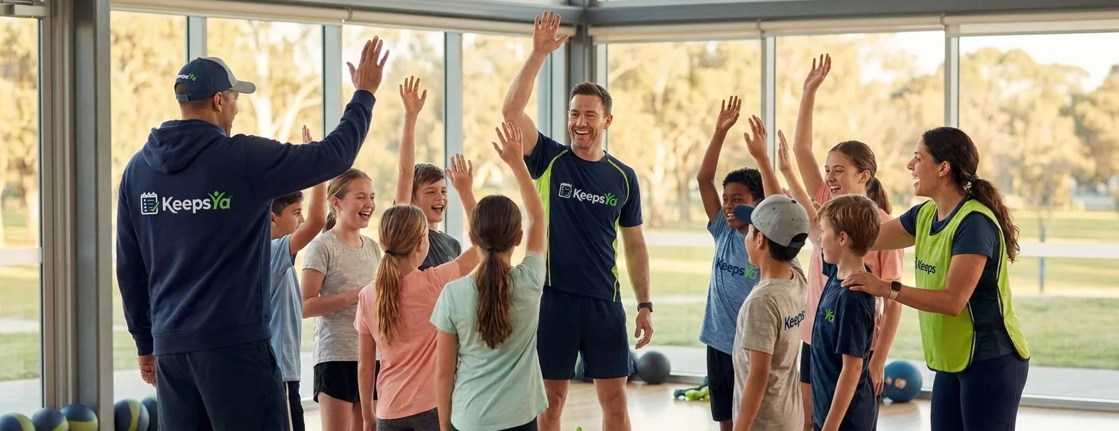 A trainer running personal training with their clients on KeepsYa