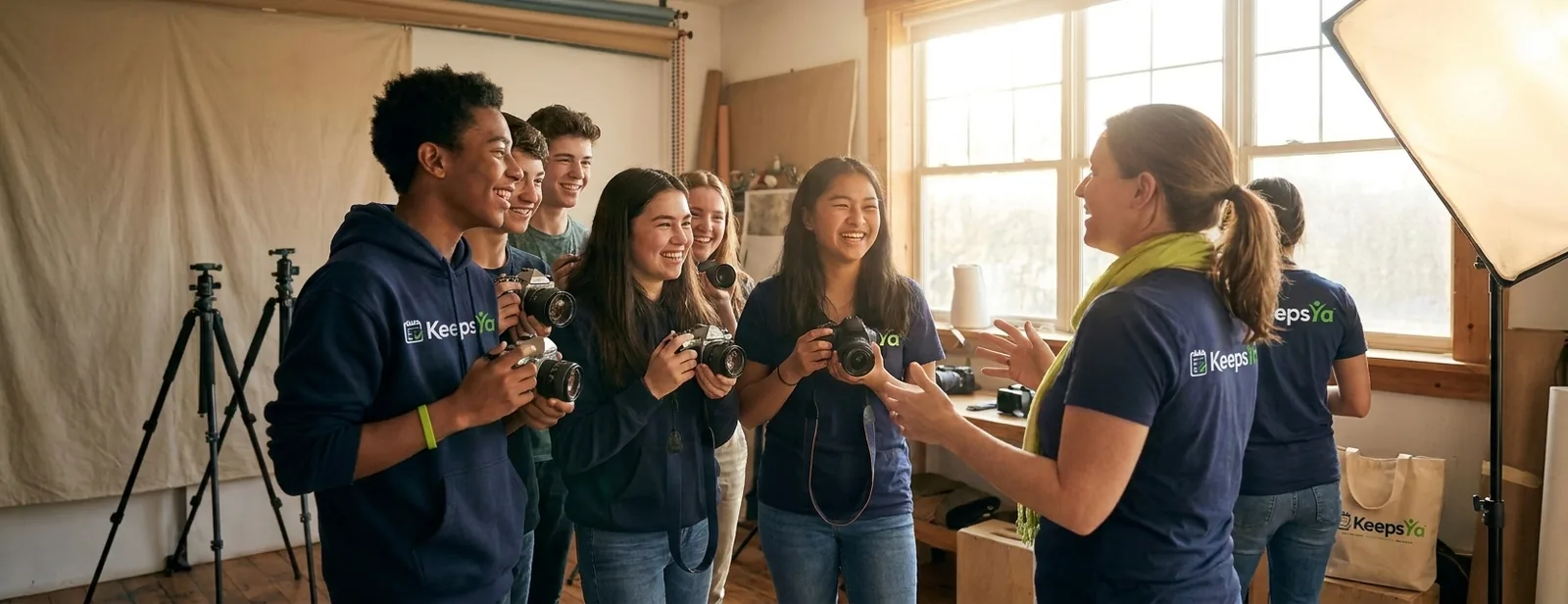 A instructor running photography with their students on KeepsYa