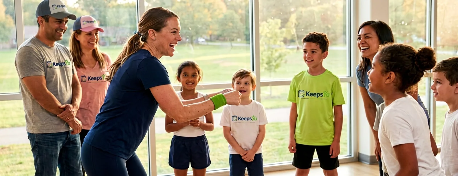 A instructor running pilates with their students on KeepsYa