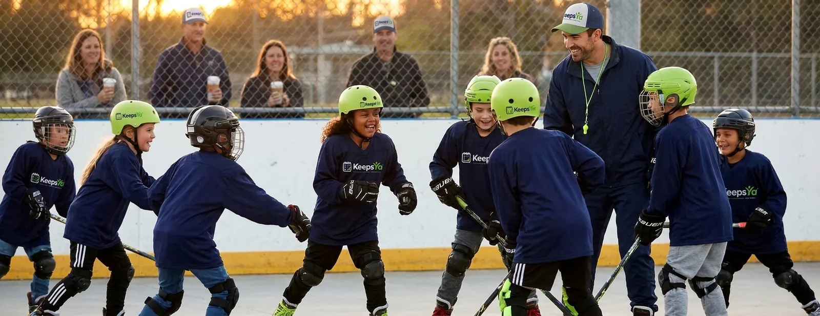 A coach running roller hockey with their players on KeepsYa
