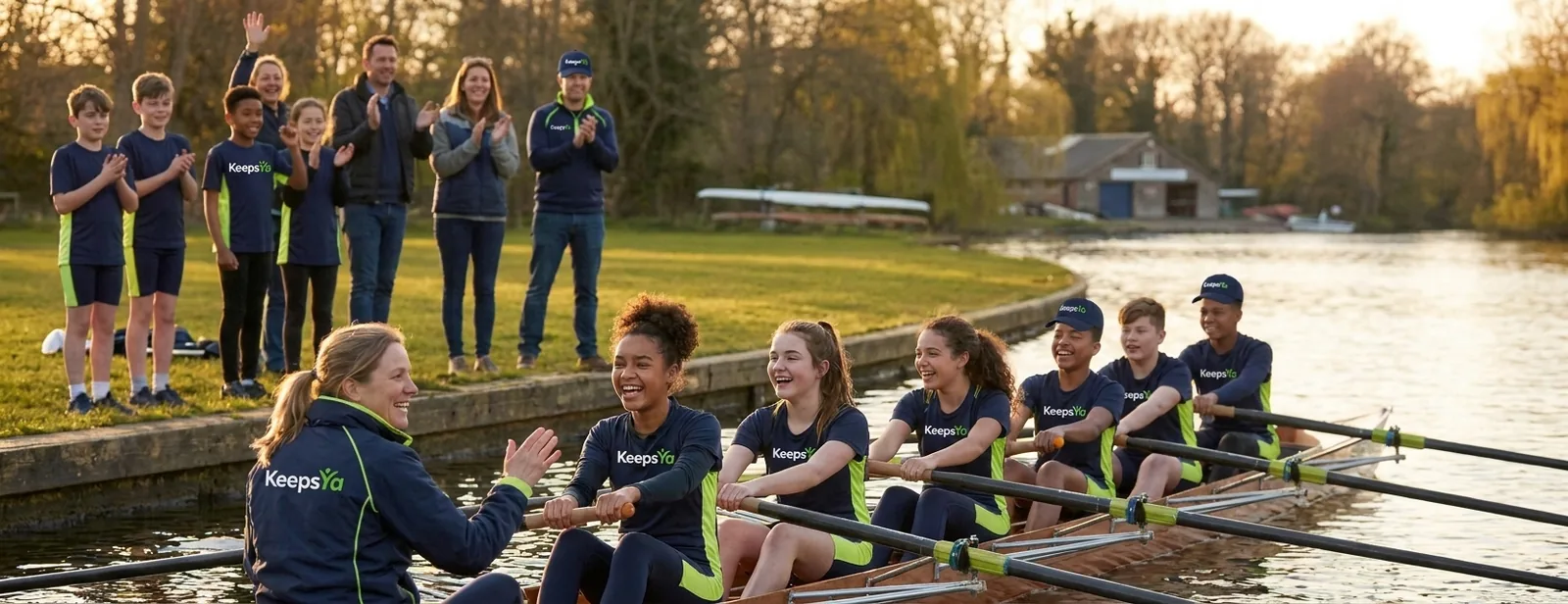 A coach running rowing with their rowers on KeepsYa