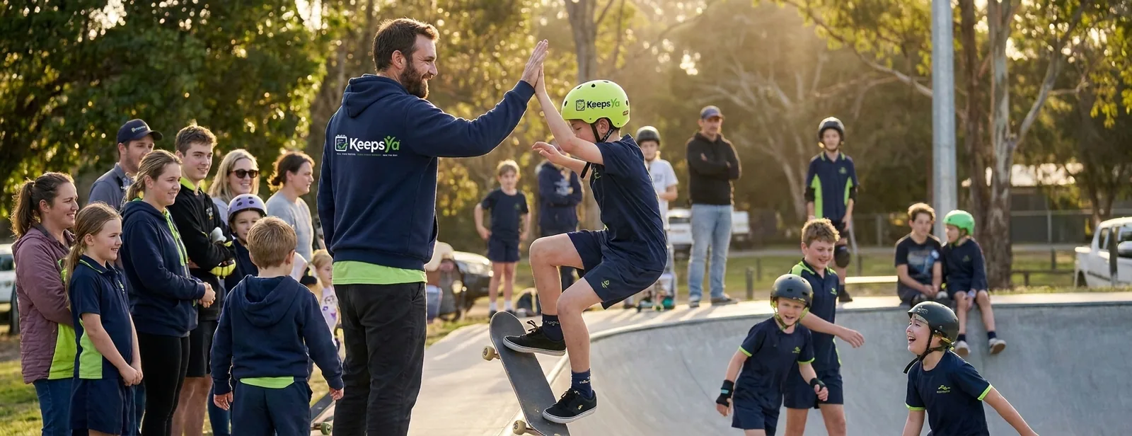 A coach running skateboarding with their skaters on KeepsYa