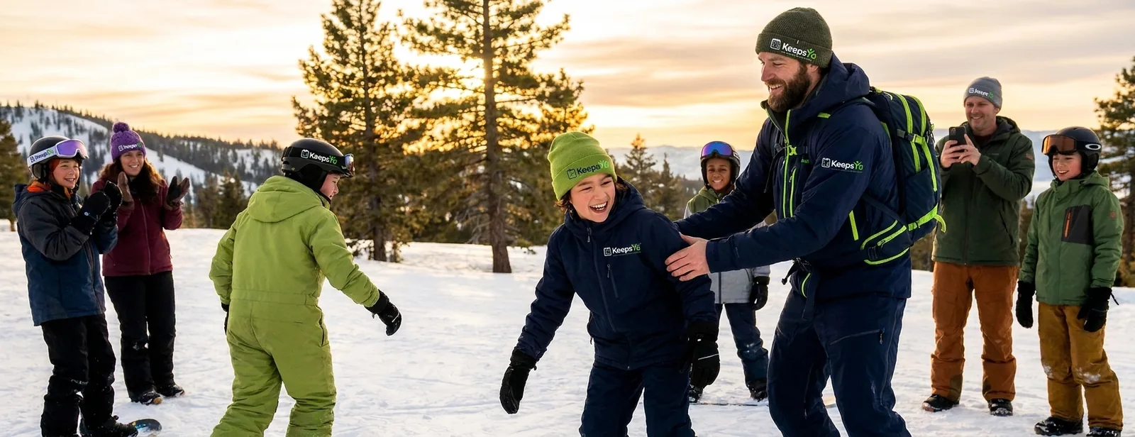 A instructor running snowboarding with their riders on KeepsYa