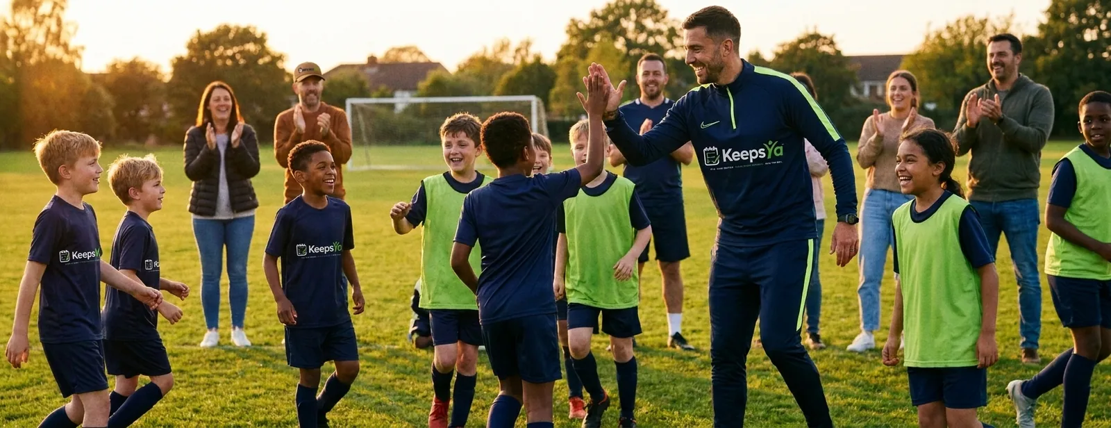 A coach running soccer with their players on KeepsYa