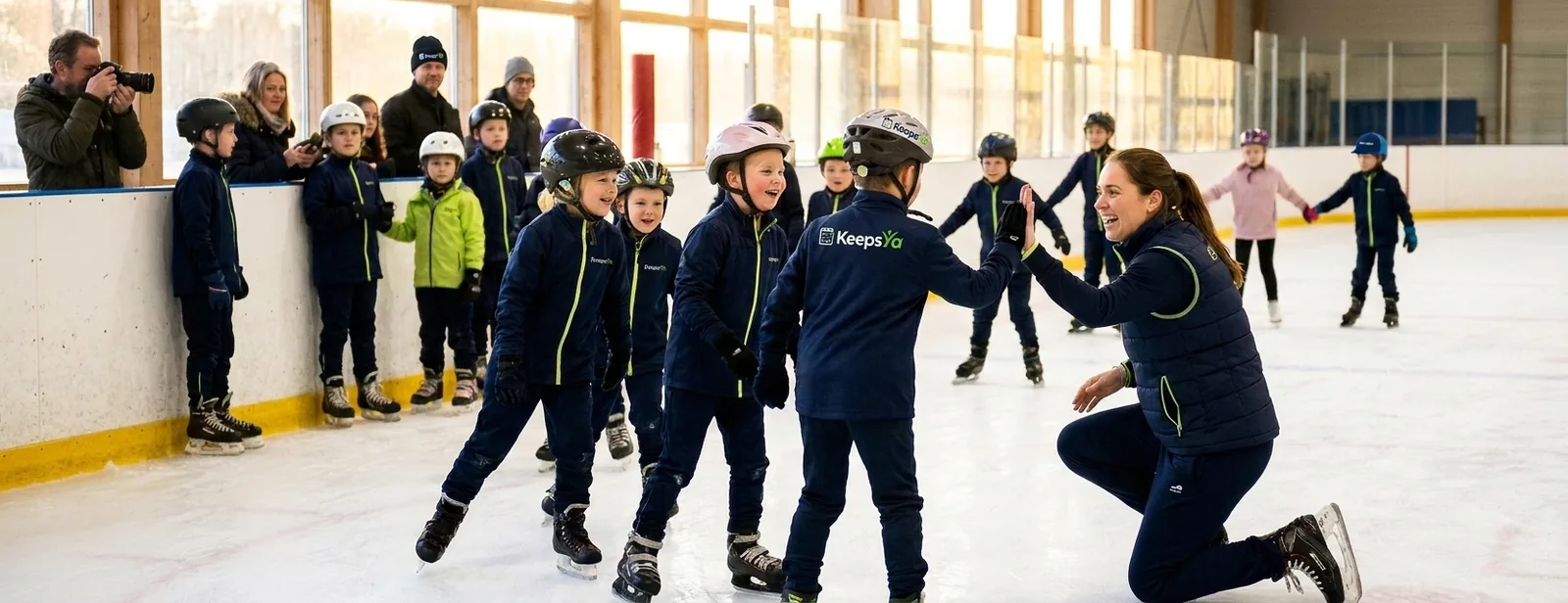 A coach running speed skating with their skaters on KeepsYa