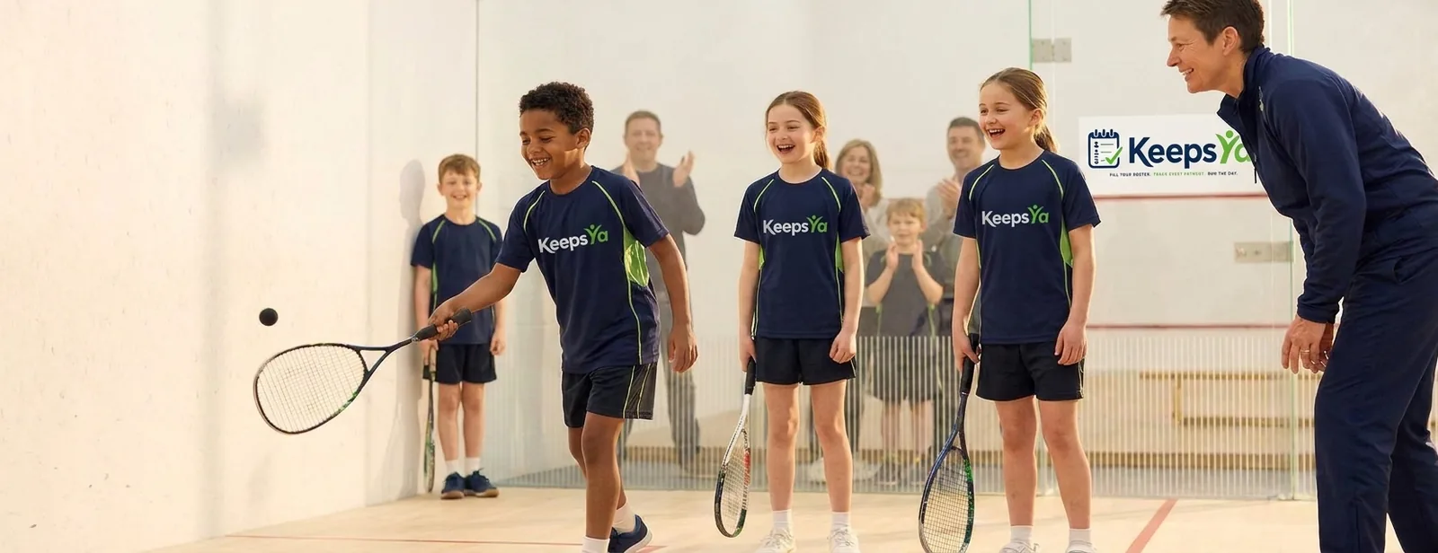 A coach running squash with their players on KeepsYa