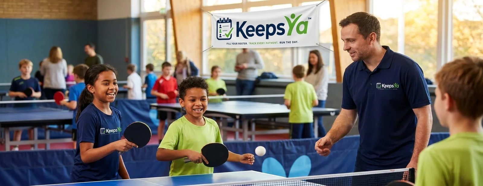 A coach running table tennis (ping pong) with their players on KeepsYa