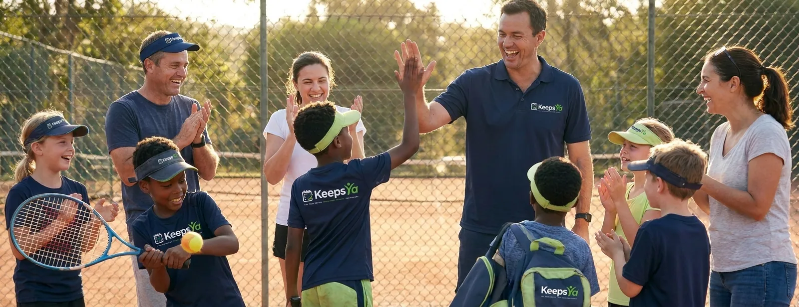 A coach running tennis with their players on KeepsYa